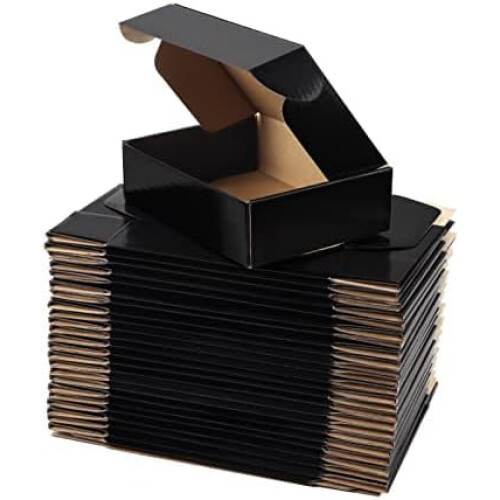 25Pack7x5x2Sipping Boxes for Small Business, Μαύρα Κουτιά από Χάρτινο Χαρτόκουτο Συσκευασίας, Κουτί