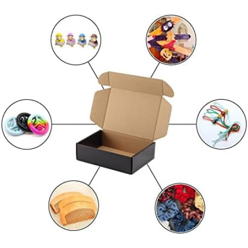 25Pack7x5x2Sipping Boxes for Small Business, Μαύρα Κουτιά από Χάρτινο Χαρτόκουτο Συσκευασίας, Κουτί 2