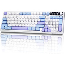 Teaglaim Méarchlár & Luch Gan Sreang Ildaite, Stíl Clóscríbhneora Seanré, 104 Eochair, 2.4GHz, Glacadóir USB/Cineál-C, Luch Optúil (Glas