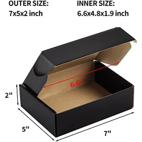 25Pack7x5x2Sipping Boxes for Small Business, Μαύρα Κουτιά από Χάρτινο Χαρτόκουτο Συσκευασίας, Κουτί 1