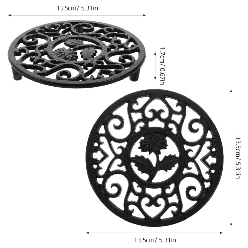 Black Cast Iron Pot Stand with Antislip Heat Insulation for Tabletop 1