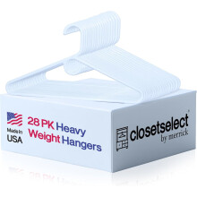 Extrem robuste Kunststoffkleiderbügel, hergestellt in den USA, weiße Schwerlastkleiderbügel, 28er-Packung