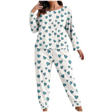 Pyjamaset voor dames in grote maten: zachte top met lange mouwen en bijpassende broek
