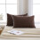 Dark Brown Pom Pom Pillow Covers, King Size, 2 Pack 2