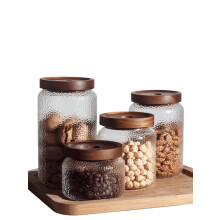 Opbergpotten van gehamerd glas, 4-delige set