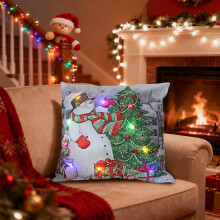 Almofadas de Natal com LED, modos de luz intermitente e contínua – Almofadas festivas e brilhantes para sofá e decoração de casa, compatíveis