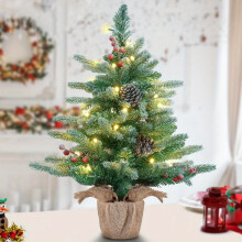 24-inch LED-kerstboom met fluweelachtige afwerking voor op tafel