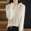 Damen-Kapuzenpullover, modischer Strickpullover mit langen Ärmeln, einfarbig, trendiger Freizeitpullover für den Herbst / Beige 6