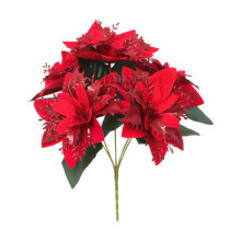 Bouquet Poinsettia Saorga RPVATI – Bláthanna Nollag Veilbhit Bréige don Bhaile, don Laethanta Saoire, don Taobh Istigh & don Reilig