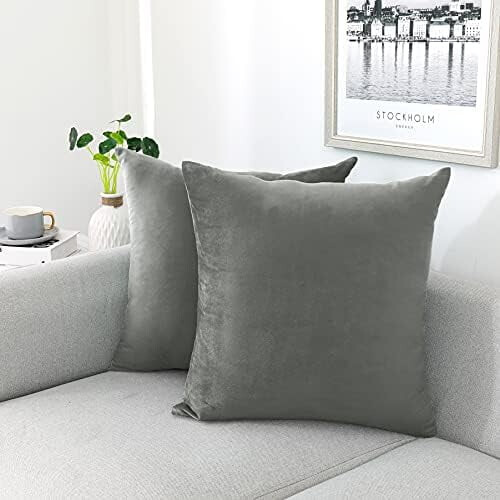 Capas de almofada decorativas de veludo macio para sofá, quarto, sala de estar e área externa, pacote com 2 unidades, 50x50 cm (20x20 polegadas),