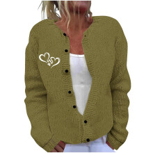 Cárdigan de punto a cuadros para mujer, cuello redondo, puños largos ajustados, botones grandes y holgados, tejido suave y cómodo, blusas