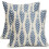 Μπλε μαξιλαροθήκες Boho 18x18, Σετ 2 τεμαχίων, Λινό διακοσμητικό μαξιλάρι ψαροκόκαλο 1