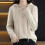 Damen-Kapuzenpullover, modischer Strickpullover mit langen Ärmeln, einfarbig, trendiger Freizeitpullover für den Herbst / Beige 5