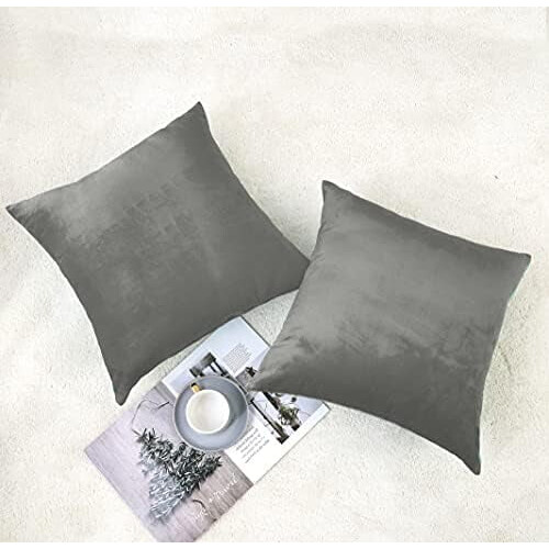 Capas de almofada decorativas de veludo macio para sofá, quarto, sala de estar e área externa, pacote com 2 unidades, 50x50 cm (20x20 polegadas), 2