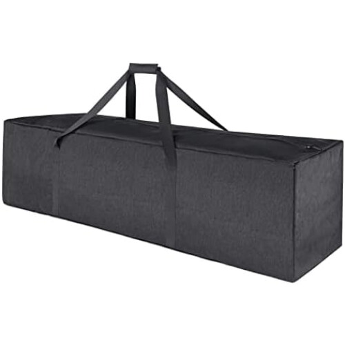 Mala de viagem impermeável extragrande de 46 polegadas com zíper para viagens, camping e esportes – dobrável, com alças acolchoadas, cinza.