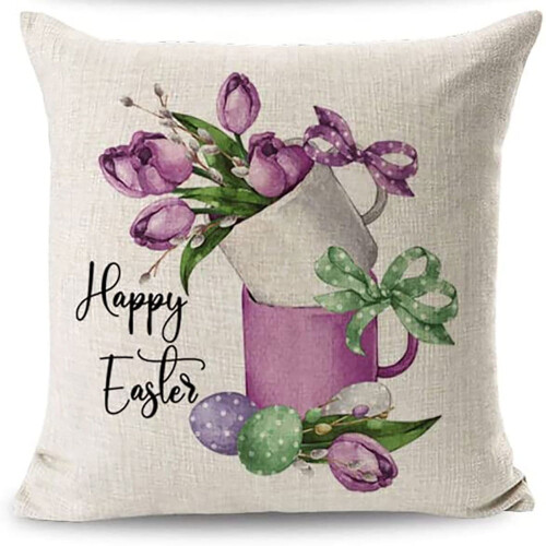 Μαξιλαροθήκες με πασχαλινό λαγουδάκι 18x18, Μαξιλαροθήκες εξωτερικού χώρου Hello Spring