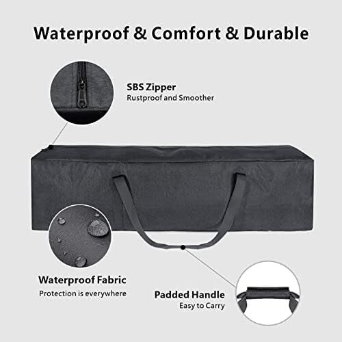 Mala de viagem impermeável extragrande de 46 polegadas com zíper para viagens, camping e esportes – dobrável, com alças acolchoadas, cinza. 2