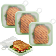 Contenitori per sandwich in silicone (1/2/3 pezzi), senza BPA, a prova di perdite, riutilizzabili, adatti a microonde/congelatore/lavastoviglie,
