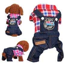 kladzum Hundebekleidung, Vierbeinige Hundebekleidung, Frühling/Sommer, Karohosenträger, Britischer Stil, Warmer Hunde-Wintermantel,