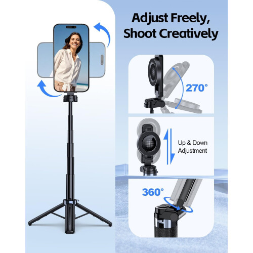 Μαγνητικό τρίποδο μίνι Selfie Stick με επαναφορτιζόμενο τηλεχειριστήριο, συμβατό με 2