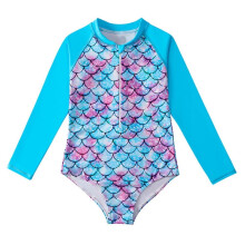 Børnepiger Langærmet Rashguard Badedragt med Lynlås Badetøj 1-12 År Piger UPF50+ Solbeskyttelse Bodysuit Badedragt Hurtigtørrende Badetøj