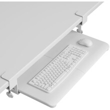 KMT01Asztali billentyűzettálca, kihúzható billentyűzet- és egérplatform C-szorítóval, 25,6x11,8 hüvelykes helytakarékos ergonomikus