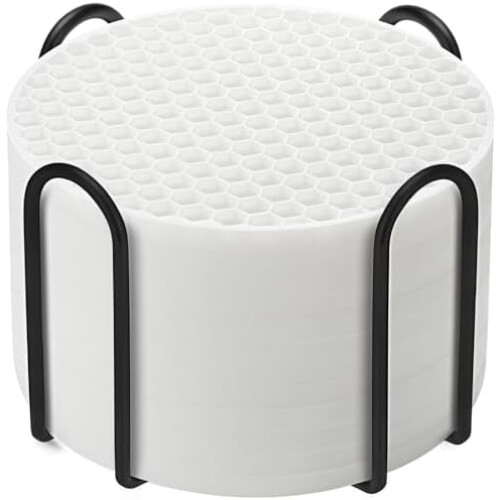 Silikon-Untersetzer-Set, 6-teilig, mit Metallhalter