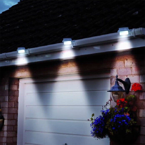 4 ηλιακά φώτα LED για υδρορροές - Λευκά/Μαύρα ηλιακά φώτα νύχτας, φώτα τοίχου, φώτα 2