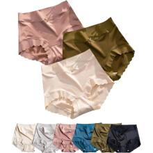Premium Women's Ice Silk Panties - Moisture-Wicking Satin Underwear, Soft & Breathable (3-Piece Set, Size Large