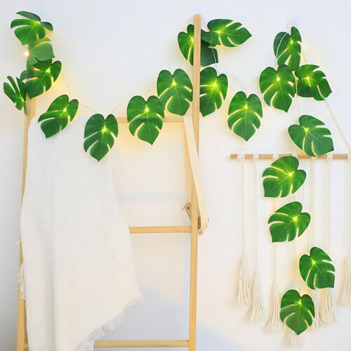 20 φωτιστικά σε σχήμα φύλλων Monstera, τροπικό κλήμα 6,6 ποδιών με φώτα – Χαβανέζικο