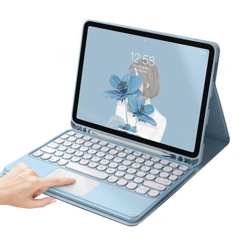 Μωβ θήκη πληκτρολογίου με touchpad για Galaxy Tab S6Lite 10.4" (2020/2022), αποσπώμενη, χαριτωμένα