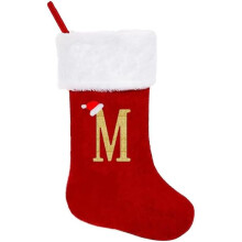 20" monogram julestrømper, initialbroderet, røde personlige bløde strømper til juledekoration – kompatibel med jul