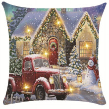 LED-Weihnachtskissenbezüge 45 x 45 cm, leuchtende Schneeflocken-/Weihnachtsmann-/Schneemann-Motive, Weihnachtsdeko im Landhausstil, kompatibel mit