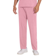 Men's Elastic Waist Work Pants with Multiple Pockets – Comfortable Straight Leg Trousers for Nursing/Labor, Compatible with Uniforms, Under $10