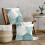 Capas de almofada 50x50cm (20x20 polegadas) em tons de azul-petróleo e branco – Estampa floral e geométrica de dálias, decoração moderna 4
