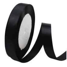 Nastro di raso nero da 0,6" x 25 iarde – ideale per bouquet, regali, fiocchi per capelli, lavori creativi, cucito, matrimoni, ghirlande e