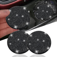 2 universelle Auto-Becheruntersetzer, rutschfestes Silikon, kompatibel mit den meisten Becherhaltern, schwarzes Glitzer-Interieur-Zubehör