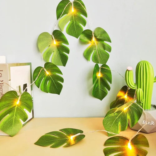 20 φωτιστικά σε σχήμα φύλλων Monstera, τροπικό κλήμα 6,6 ποδιών με φώτα – Χαβανέζικο 2