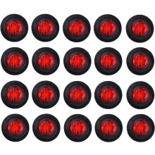 (Pacáiste de 20 soilse marcóra imréitigh LED DEARG 3/4 orlach, soilse marcóra LED taobh le haghaidh leantóir, trucail, RV, gluaisteán, bus,