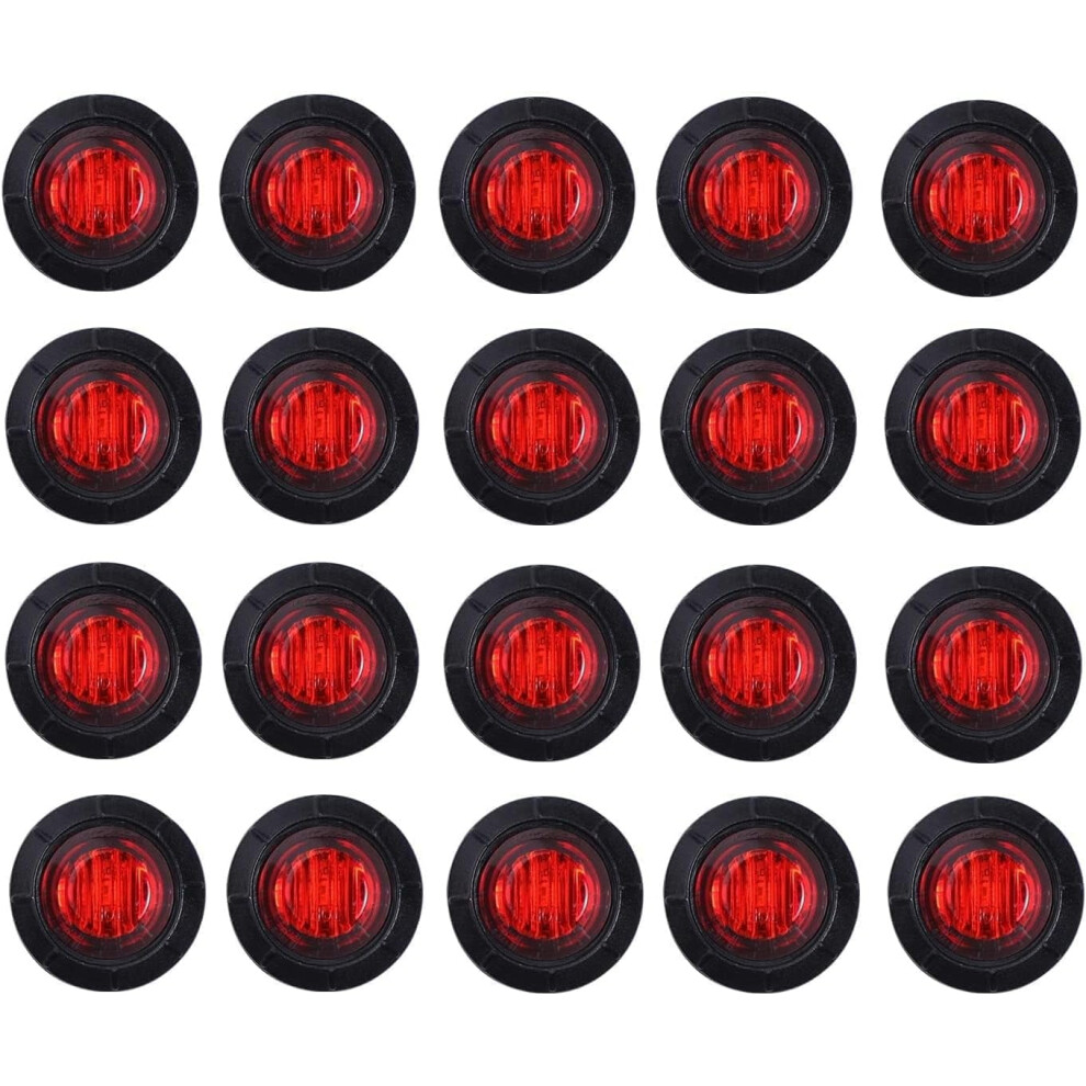 (Pack Of 20 3/4 Inch Mount Led Clearance Bullet Marker Lights, Side Led Marker Lights For Trailer Truck Rv Car Bus Van Red 9558830209045