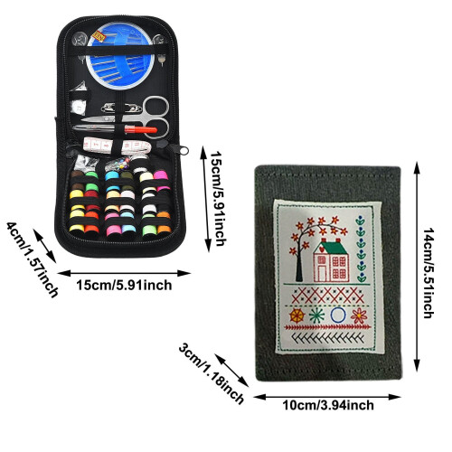 Kit di ricamo portatile da 67 pezzi con tutorial – Set completo per principianti, include modelli e istruzioni, nero 2