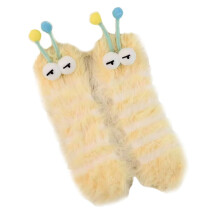 Vtipné dámske ponožky Caterpillar Fuzzy s veľkými očami, mäkký norkový zamat do polovice lýtok s flísovou podšívkou, pohodlné termo a