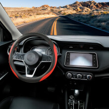 JINYUN-Car Stuurwielhoes voor Nissan - Ronde stuurwielhoes voor Rogue Kicks Sentra Altima, rood