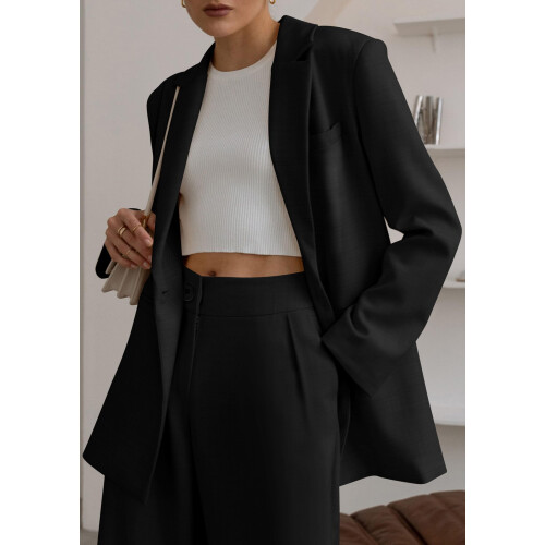 Sort blazer og bukser med vide ben til damer, medium 2
