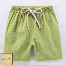 FAMTKT Leinenshorts für Jungen, Sommer, Kordelzug, elastischer Bund, Freizeitshorts für Jungen mit Taschen (4-5 Jahre, Grün)