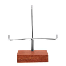Présentoir à minéraux, support sphérique, support à cristaux, support à bras métallique avec base en bois