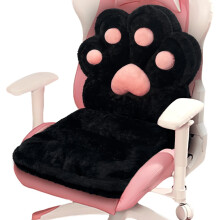 L-vormig zitkussen met kattenpootmotief en imitatiekonijnenbont - Schattig pluche comfortabel kussen voor gamermeisjes, kantoor en kamerdecoratie