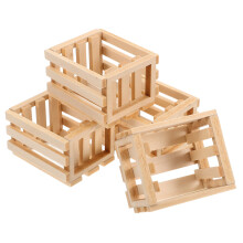 4 stuks houten kratjes voor knutselwerkjes, kleine mandjes, mini decoratiebuisjes, kralenbakjes, beige