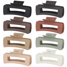 Pinzas grandes para el cabello - 8 pinzas rectangulares grandes para cabello grueso - Pinzas antideslizantes de acrílico con forma de banana - Para