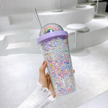 Bicchieri Stijggn K-ids con cannuccia, coperchio a vite a prova di perdite, in plastica e silicone resistenti, ideali come regalo per donne e uomini.